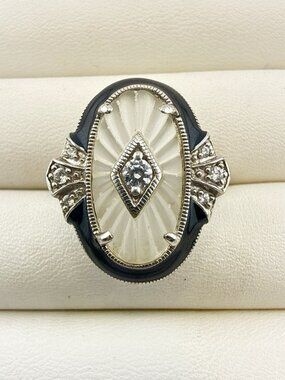 Victoria Wieck Ring Sterling Silver Camphor Glass Victorian Revival 8 Romantic